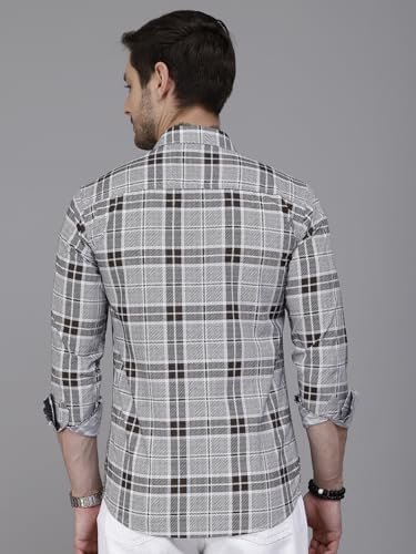 Image of Majestic Man Men's Comfort Slim Fit Pure Cotton Opaque Checked Casual Shirt
