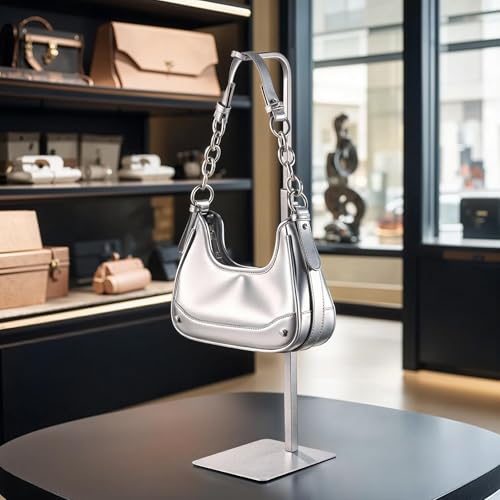 Soporte de exhibición para bolso en acabado metálico plata 3
