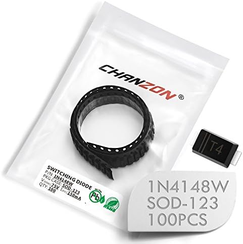 (Pack of 100 Pieces) Chanzon 1N4148W SMD Small Signal Fast Switching Diodes High-Speed 150mA 75V SOD-123 IN4148W 150 mA 75 Volt (Marking T4)
