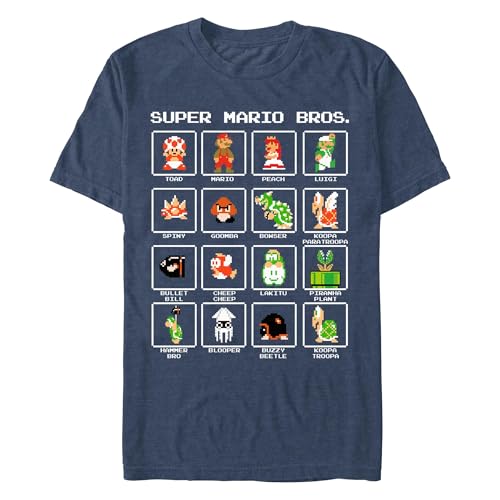 Men's Nintendo 8-Bit Characters T-Shirt - Navy Blue Heather - 2X Large