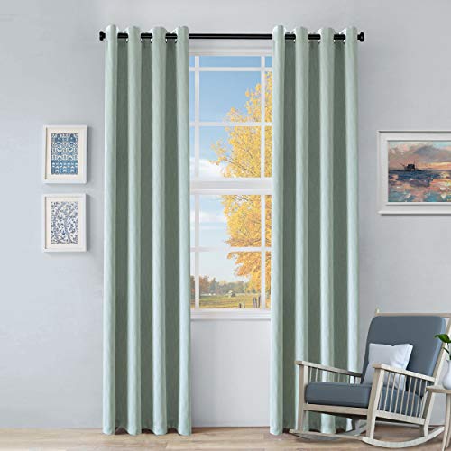Superior Blackout Curtains With Grommet Header, Modern Classic Light Blocking Curtain, Window Accent For Bedroom, Living Room, Thermal Darkening, Zuri Collection, 2 Panels, 52" X 63", Sea Foam #TOP14