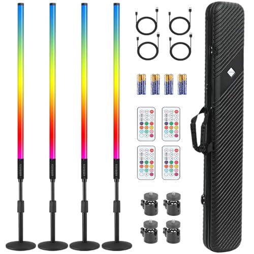 ZDMDRGB 4ft RGB Led Tube Light Bar Stand with Carrying Case 5000mAh...