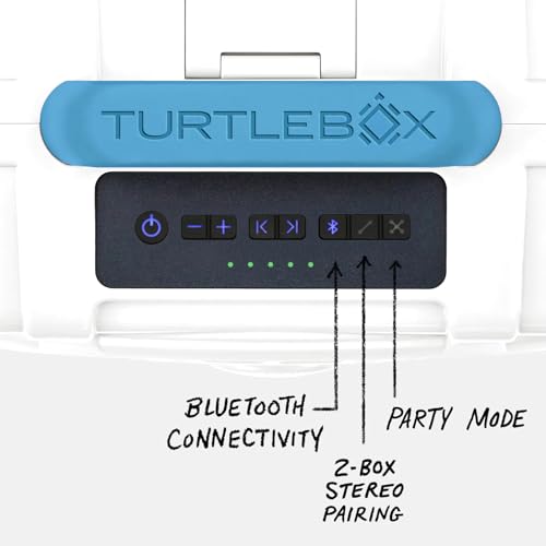 Image of Turtlebox Original Gen 3: Portable Outdoor Bluetooth Speaker - Ultra-Loud (120dB), Waterproof (IP67), Rugged, Impact-Resistant, 3-Day Battery | Party Mode Unlimited Pairing Stereo, White /Electric Blue