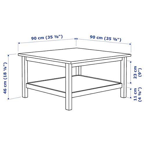 Table basse HEMNES 90x90 cm en bois blanc et marron | Rangoon - 3