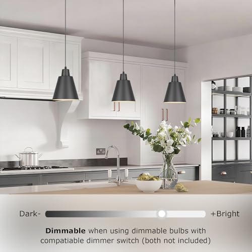 Black Pendant Light Kitchen Island, Hanging Kitchen Lights, 3-Pack - Image 3