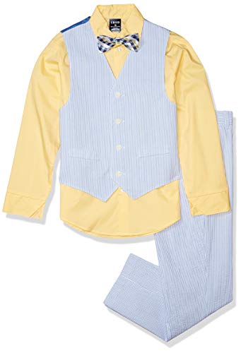 Image of IZOD Boys' 4-piece Formal Dress Up Suit Set, Vest, Pants, Collared Shirt, and Tie