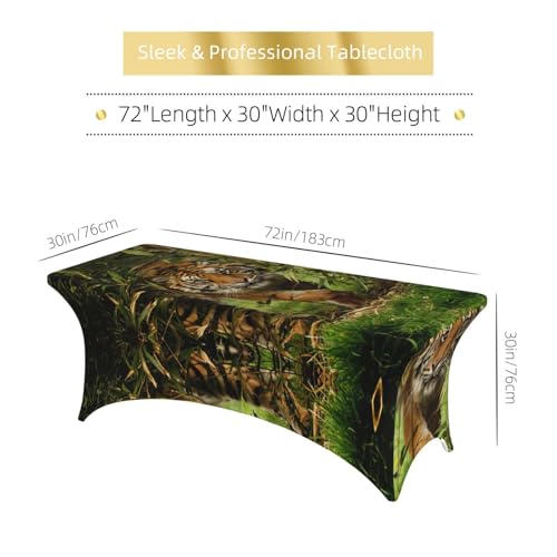 Housse extensible pour table rectangulaire 1.8m nappe imprimé tigre jungle - 7