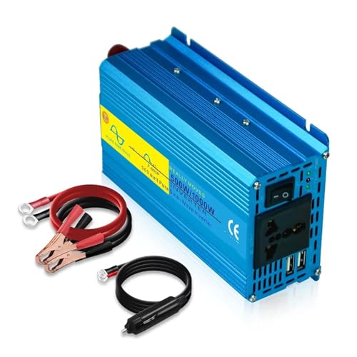 Inversor Inversor De Potencia Solar De Onda Sinusoidal Pura De 24V A 220V Convertidor Potente 60 Hz para Caravanas Y Camping Al Aire Libre(1000W Peak)