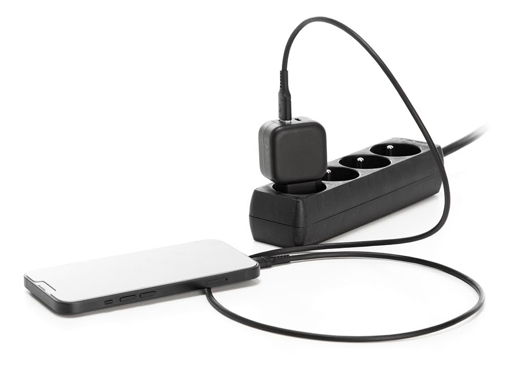 HQ-Power Caricabatterie rapido universale GaN, 1x USB-A QC e 1x USB-C PD, per smartphone e tablet iOS/Android, 5 volte più veloce, compatto e ideale per i viaggi, 30W, nero
