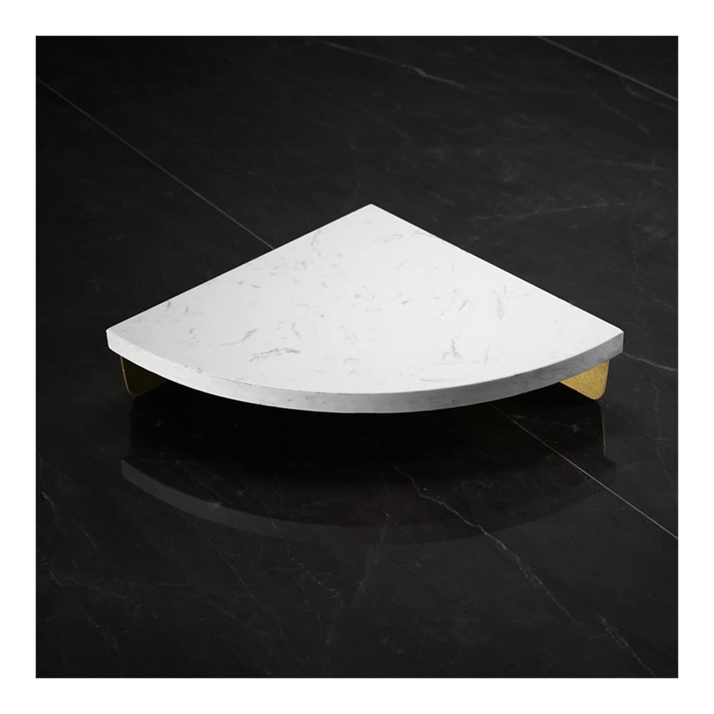 Ruiseawing Shower Shelf Racks White Marble Aluminum Corner Shelf Bathroom Rack Brass Stone Holder Washroom Corner Shelf Luxury