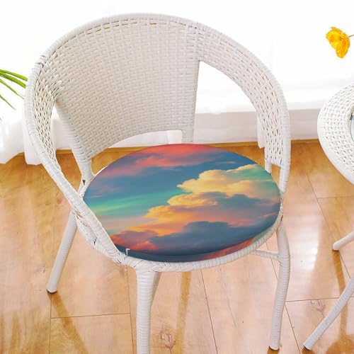 Cojín para silla de terraza y oficina con diseño de atardecer redondo 7