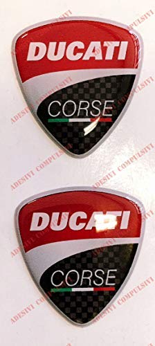 Emblema logotipo adhesivo Ducati Corse, par de adhesivos resinados, efecto 3D, para depósito o casco Cover
