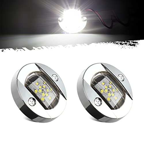 Feu de navigation bateau LED 12V lot de 2 lampes de poupe ronds 7,6 cm en acier inoxydable IP68