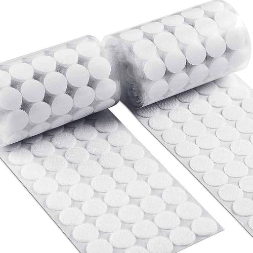 Image of Self Adhesive Dots, 0.59 inch Hook and Loop Circles, 300 Pcs Round Fasteners with Strong Adhesive Backing, Waterproof Nylon for Classroom, Office & Home (White)