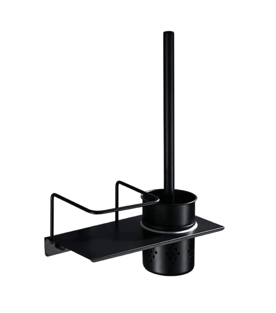 Cepillo Baño Escobillas De Baño para con Soporte Escobilla Montada En La Pared Acero Inoxidable Negro Estante Almacenamiento para Limpieza Profunda Escobillas Portaescobillas(Punching)