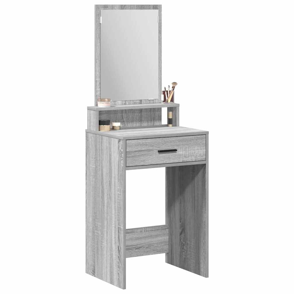 Schminktisch Graues Sonoma Holzwerkstoff mit Spiegel und Schublade 50 x 41 x 140 cm, Stauraum und Ablage für Schlafzimmer, Makeup und Pflege, modernes Design, langlebig und pflegeleicht