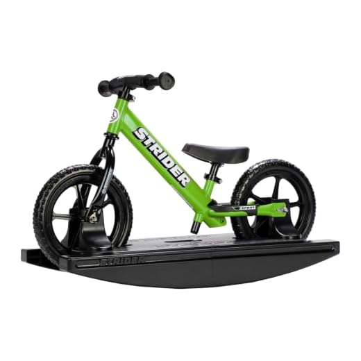 Strider 12” Sport Bike (Green) + Rocking Base - Helps Teach Baby How to Ride a Balance Bicycle - for Kids 6 Months to 4 Years - Easy Assembly & Adjustments