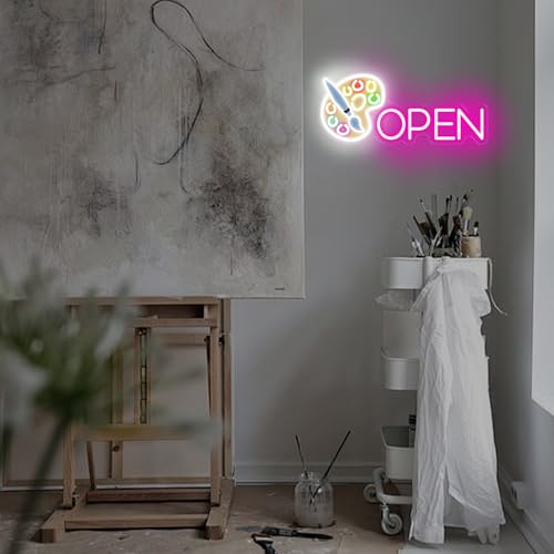 Image of Paint Tray Open Neon Sign Art LED Light Painting Room Wall Decor | USB Powered Dimmable Paint Palette Neon Sign Art Studio Decor 17.7 inchx7.7 inch