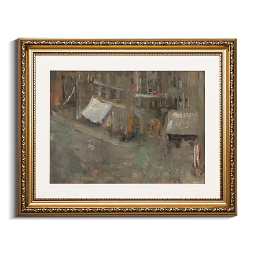 VIYYIEA Gold Framed Wall Art Canvas Print Home Decor Dark