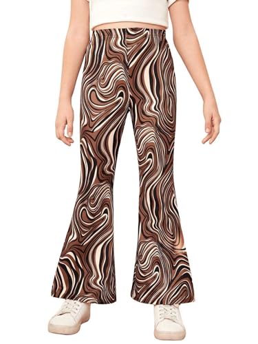 Image of WDIRARA Girl's Flare Pants High Waisted Elastic Waist Bell Bottom Casual Pants