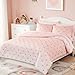 Wink Deer Twin Comforter Set with Sheets for Girls-5 Pieces Twin Bedding Sets with Pink Comforter, Sheets, Pillowcase & Sham for Kids (Pink Gold Heart, 66