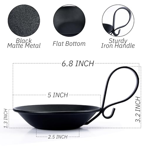 Aglary 2Pcs Matte Black Iron Pillar Candle Holders, With Handle, Simple Industrial Style ，Table Centerpiece Decoration thumb #1