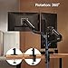 Dual Arm Monitor Stand, Full Motion Adjustable Gas Spring Monitor Mount Riser with C Clamp/Grommet Base for Two 17 to 32 inch LCD Computer Screens, Each Arm Holds up to 17.6lbs