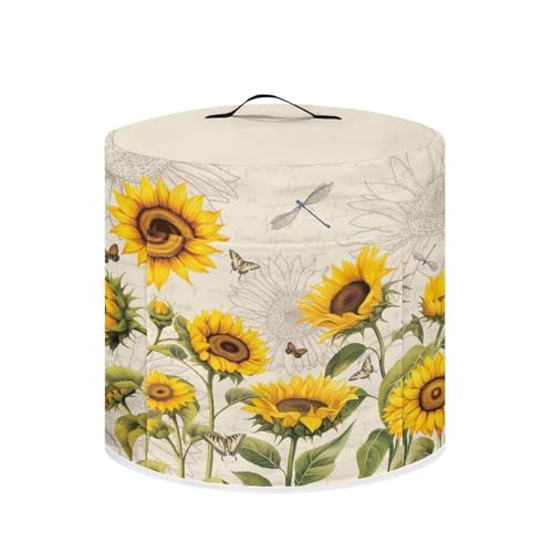Image of Sunflower Dragonfly Kitchen Utensils Dust Cover Vintage Practical Protective Cover Handheld Convenient Air Fryer Cover Ideal for Taking on Spring Trips Accessories Decorations for 8 Quart
