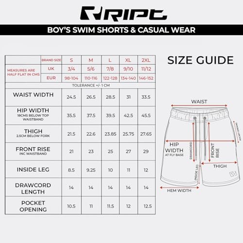 RIPT Jungen Essentials Quick Dry UV 50 Sonnenschutz Badeshorts Badehose, Rot, 5-6 Jahre