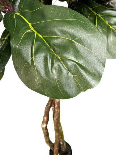 6 Ft Fiddle Leaf Fig Tree - Artificial Faux Fiddle Leaf Fig - 6 Foot Tall Fake Standing Ficus Lyrata - 6Ft Large Indoor Plants W/Big Green Leaves & Real Wood Trunks For Home Decor, Office Lobby Floor #TOP3
