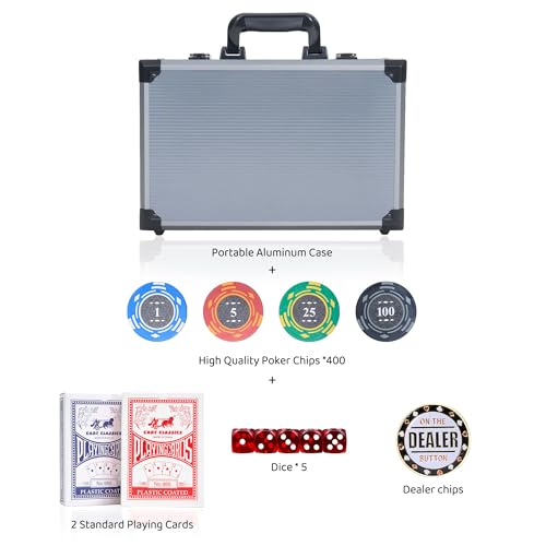 Poker Chips,400PCS 14 Gram Clay Poker Chip Set with Deluxe Travel Case, Numbered Chips,Poker Set for Texas Holdem Blackjack Gambling. - Thumbnail 2