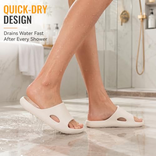 Image of Aoowoll Mens Shower Shoes With Holes Dry Quickly Bath Slippers Womens Non Slip Indoor Home Bedroom Pool Spa Guest College Dorm