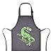 XonyiCos Kinder Jungen Dinosaurier Schürze mit Taschen, Mädchen Schürzen zum Kochen, Malen, Küchenchef Schürze für Kinder 3-12 Jahre (Schwarzer und grüner Dinosaurier, Klein (3-5 Jahre))