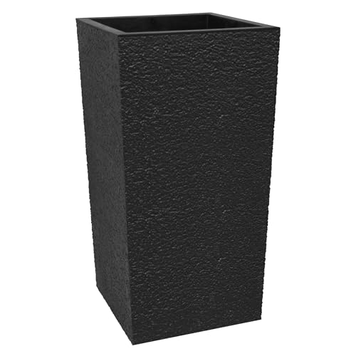 Tierra Verde Indoor & Outdoor Self-Watering Square Planter, Citadel Stucco, 13.5" x 26", Black - Planting Containers for Plants and Flowers - Gardening and Landscaping Accessories by Tierra Verde - Used condition - CA$61.73
