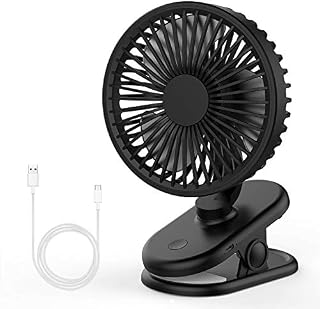 Balhvit Ultra Quiet Stroller Fan Clip-on Fan Rechargeable Battery or USB Operated, Small