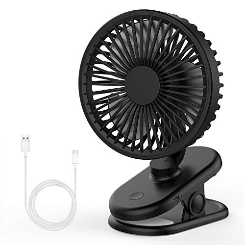 Balhvit Ultra Quiet Stroller Fan Clip-on Fan Rechargeable Battery or USB Operated, Small