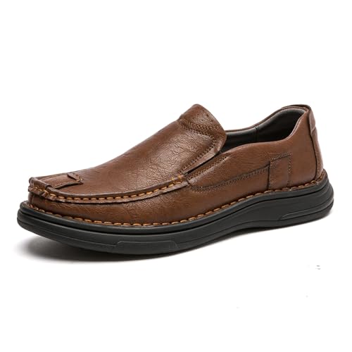Men's Loafers Slip-on Leather Shoes Casual Lightweight Walking Dress Shoes for Men