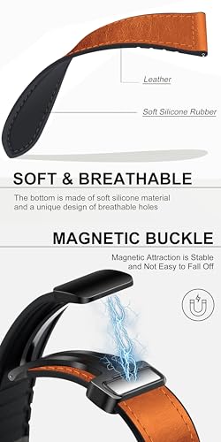 Image of ACM Watch Strap Leather Magnetic Silicone 22mm compatible with Oneplus Watch 2r Smartwatch Belt Luxury Band