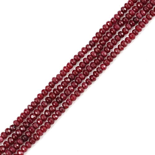 1 Strand Top Quality Natural Garnet Red Quartz Gemstone 4mm Faceted Rondelle Spacer Loose Stone Beads (~ 120-130pcs) for Jewelry Craft Making GH1R-3