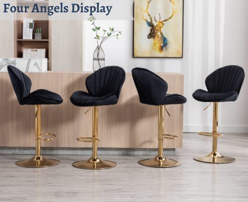 Ealson Velvet Swivel Bar Stools Set Of 2 Modern Counter Height Barstools With Back And Gold Base Adjustable Bar Chairs Comfortable Upholstered Kitchen Island Stools For Home Bar/Pub, Black #TOP5