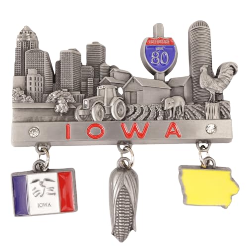 Imán de Iowa con amuletos, coleccionable, 3 x 3 pulgadas miniatura 1