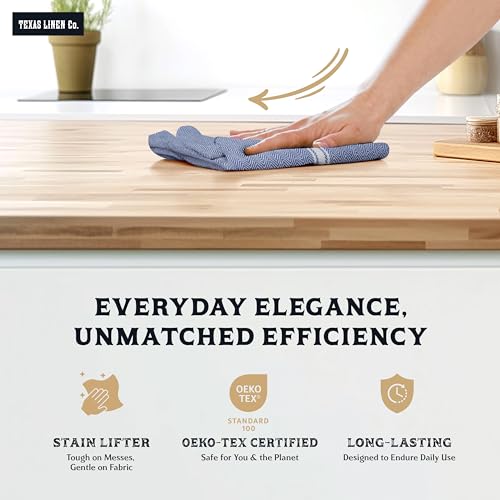 TEXAS LINEN CO. Kitchen Towels Set - 100% Cotton Dish Towels for Kitchen - Pack of 6 Absorbent Hand Towel - Blue Tea Towel - Quick Dry & Soft Durable Dish Cloths - 15”x25”, Blue Chambray - Thumbnail 3