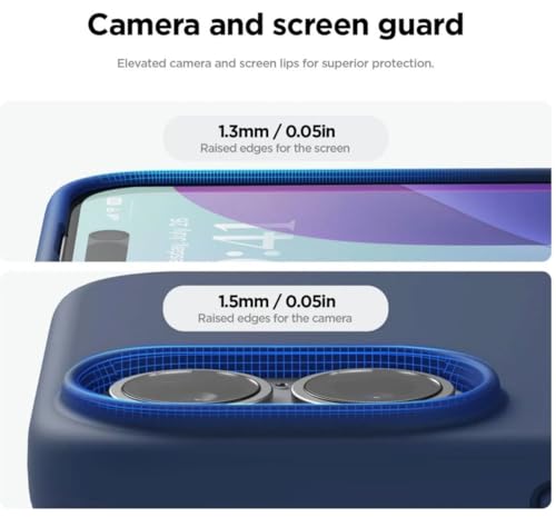Image of Premium Liquid Silicone Case for iPhone 13 - Slim Full Body Protective Back Cover with Soft Microfiber Lining, Anti-Slip Grip Scratch Resistant Phone Case (Navy Blue)