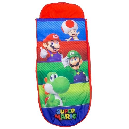 Nintendo Cama Inflable Infantil Oficial ReadyBed | Cama de Aire y Saco de Dormir con Bomba incluida | Diseño “Squad | Colchón de Viaje Ideal para pijamadas, Camping o Uso doméstico