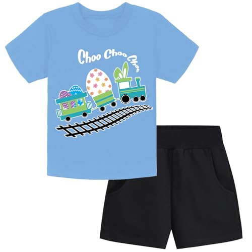 Image of DDSOL Toddler Easter Day Clothing Sets Bunny Easter Egg Monster Truck Kids Causal Outfit Sets 2 Pieces 2-7 Year