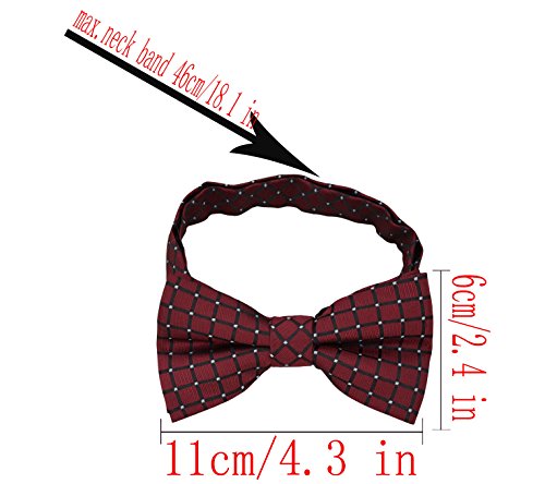 Image of Bow Tie for Men & Boys, Pre-Tied Bowtie Adjustable 9-18in, for Formal Tuxedo, Prom Party, Wedding