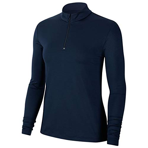 Nike Women's Nike Dri-Fit Uv Victory Long-Sleeve Half-Zip Top, Obsidian/Obsidian, X-Small #TOP23