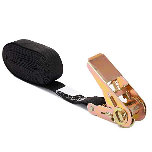 MOOCY Small Ratchet Strap Heavy Duty Endless Ratchet Tie Down Straps NO Hook Nylon Black Tie Down Straps for Motorcycles Kayak