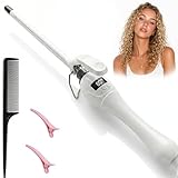 Vibraroo 9mm Professional Curling Wand - Skinny Ceramic Tourmaline Chopstick Styler for Tight Spiral Curls & Afro Styles - Fast Heat Up, 25 Temp Settings (80°C-200°C), LCD Display & Auto Shut-Off (White)