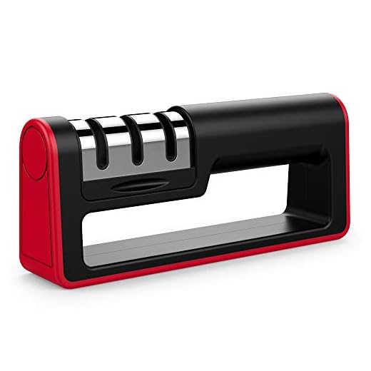 Upgraded Kitchen Knife Sharpener, Ulwae 3-Stage Knife Sharpener to Restore Non-Serrated Knife Blades Quickly, Safely, and Easy to Use for Kitchen, Camping, Hiking and Household Use